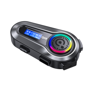 Q08 Motorcycle Wireless Headphones Speaker Bluetooth Helmet Headset FM Radio Music Player with LCD Screen EQ Audio Effect